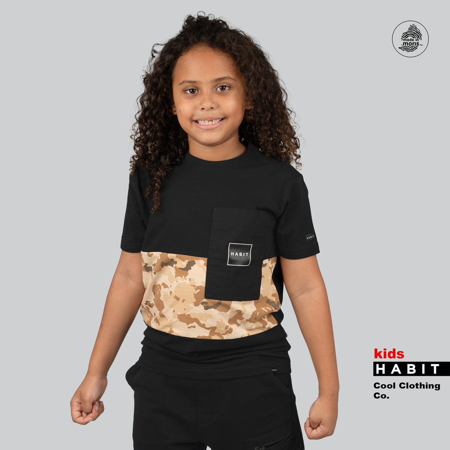 kid boy tshirt camo black