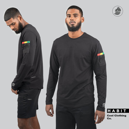 men tshirt long sleeve reggae black