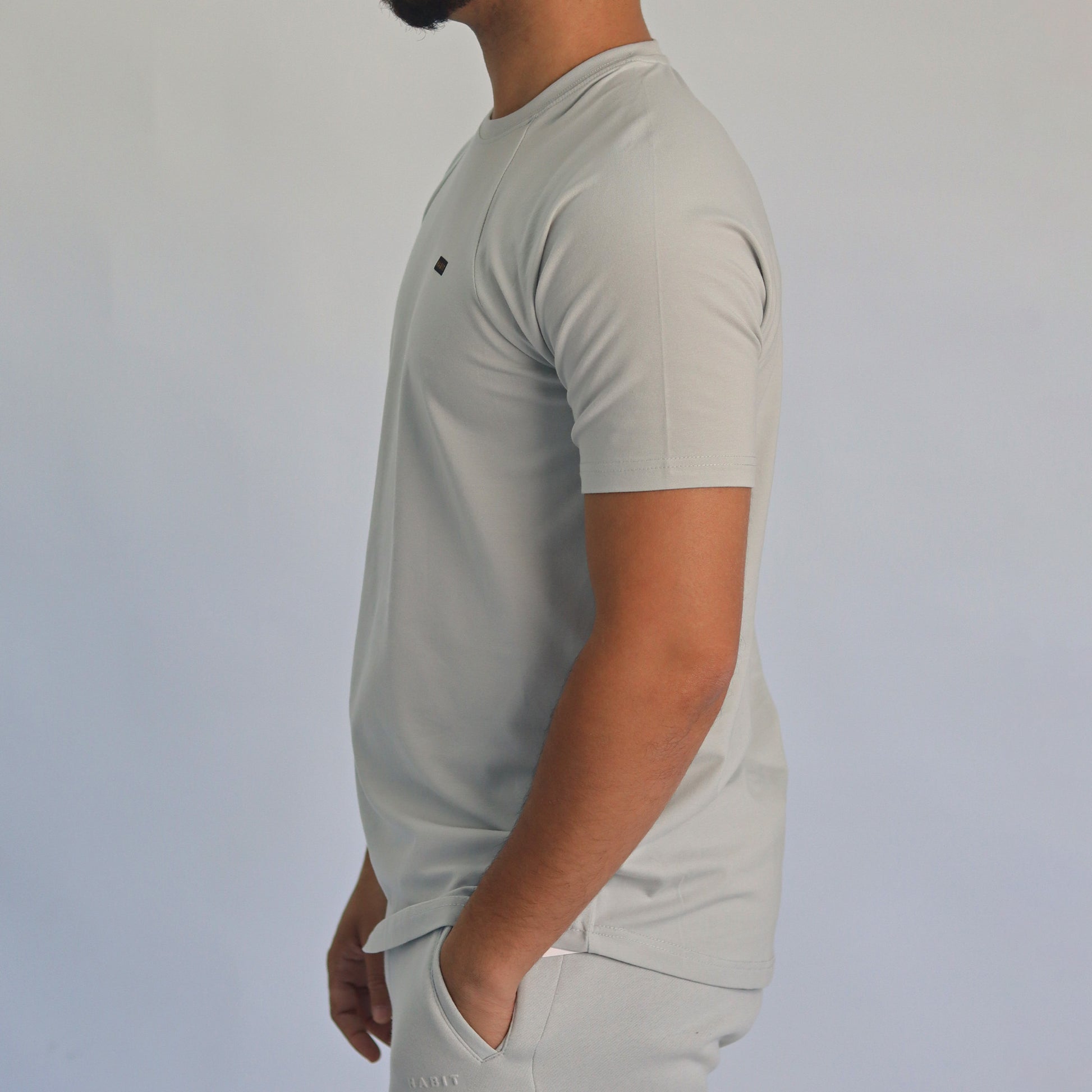 Men T-shirt raglan gray
