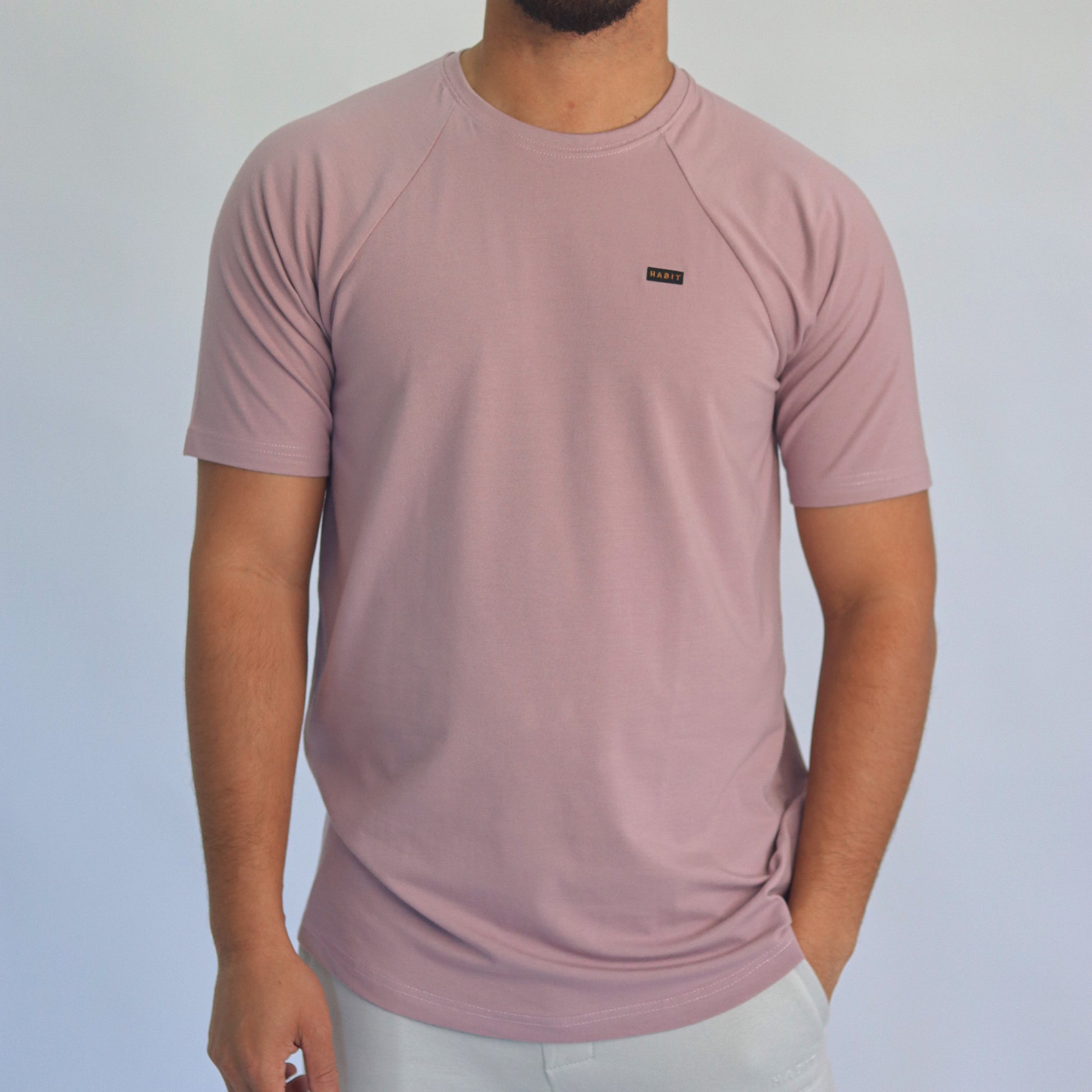Men T-shirt raglan pink