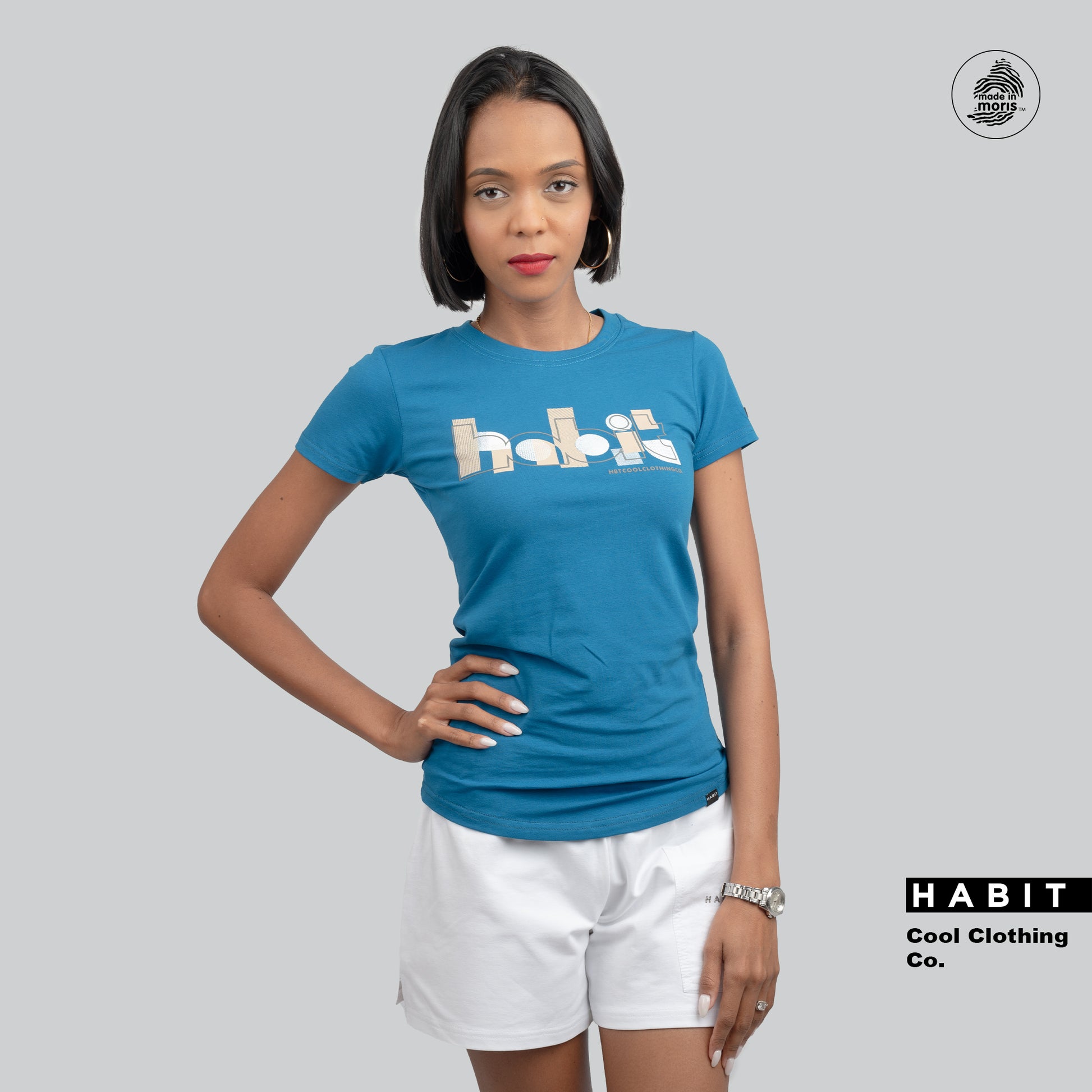 women t-shirt habit blue