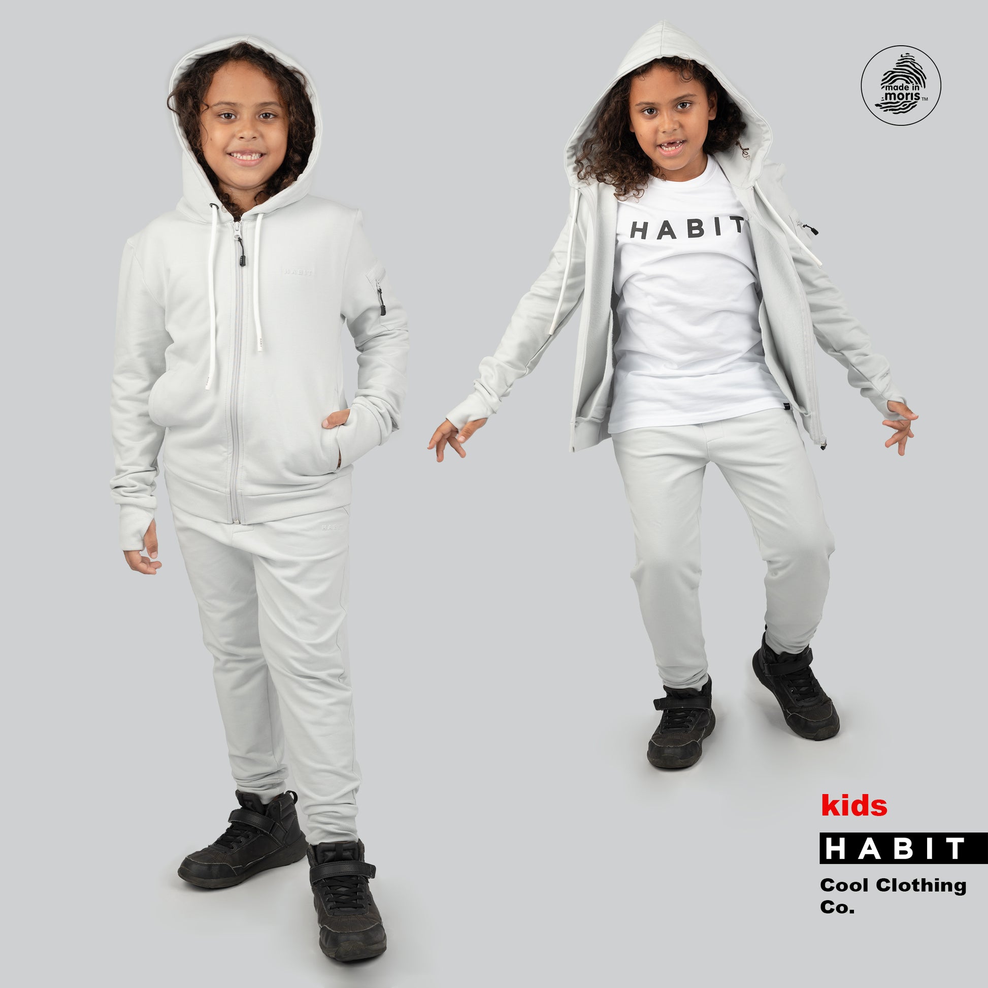 kid boy zip hoodie white