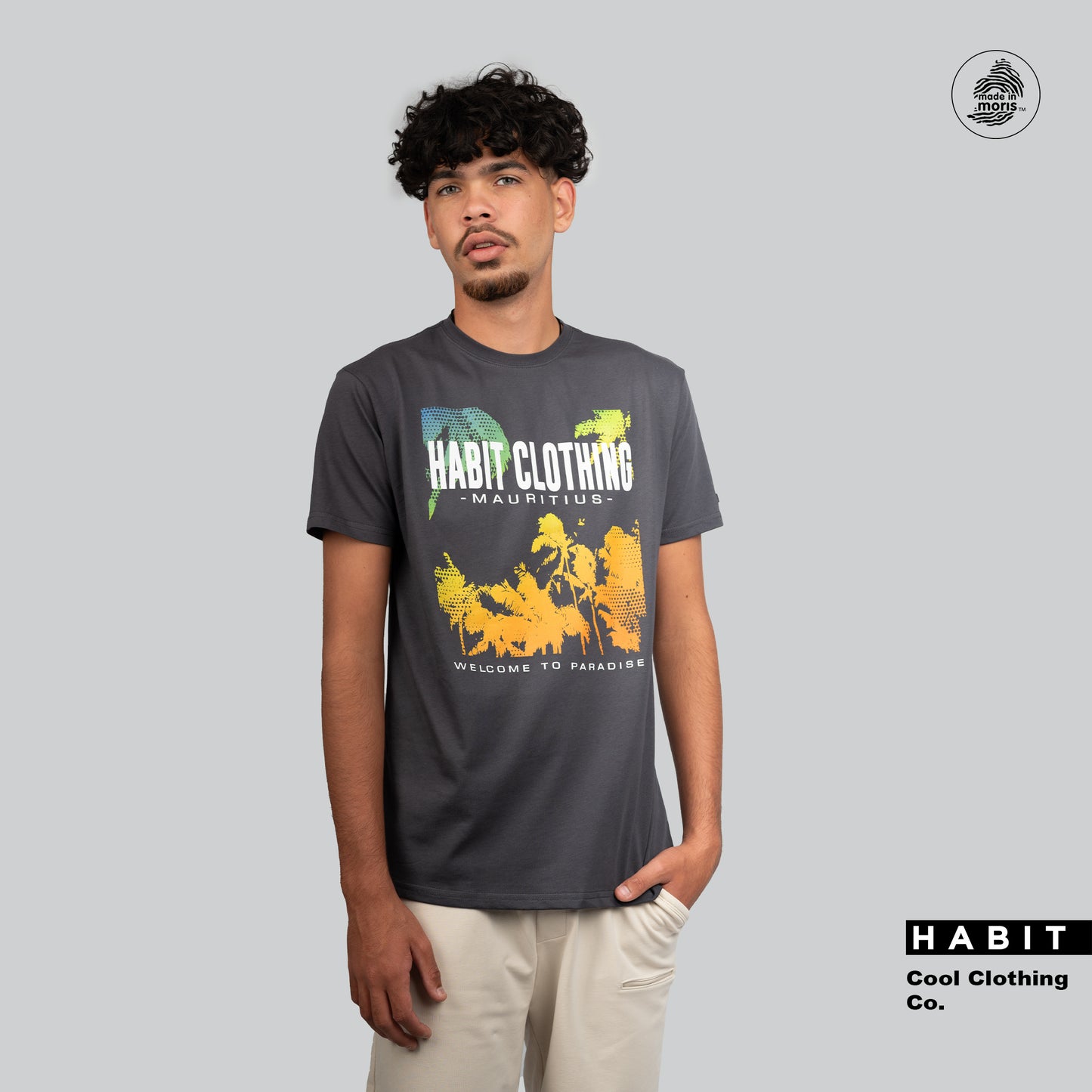 men tshirt tropical grey