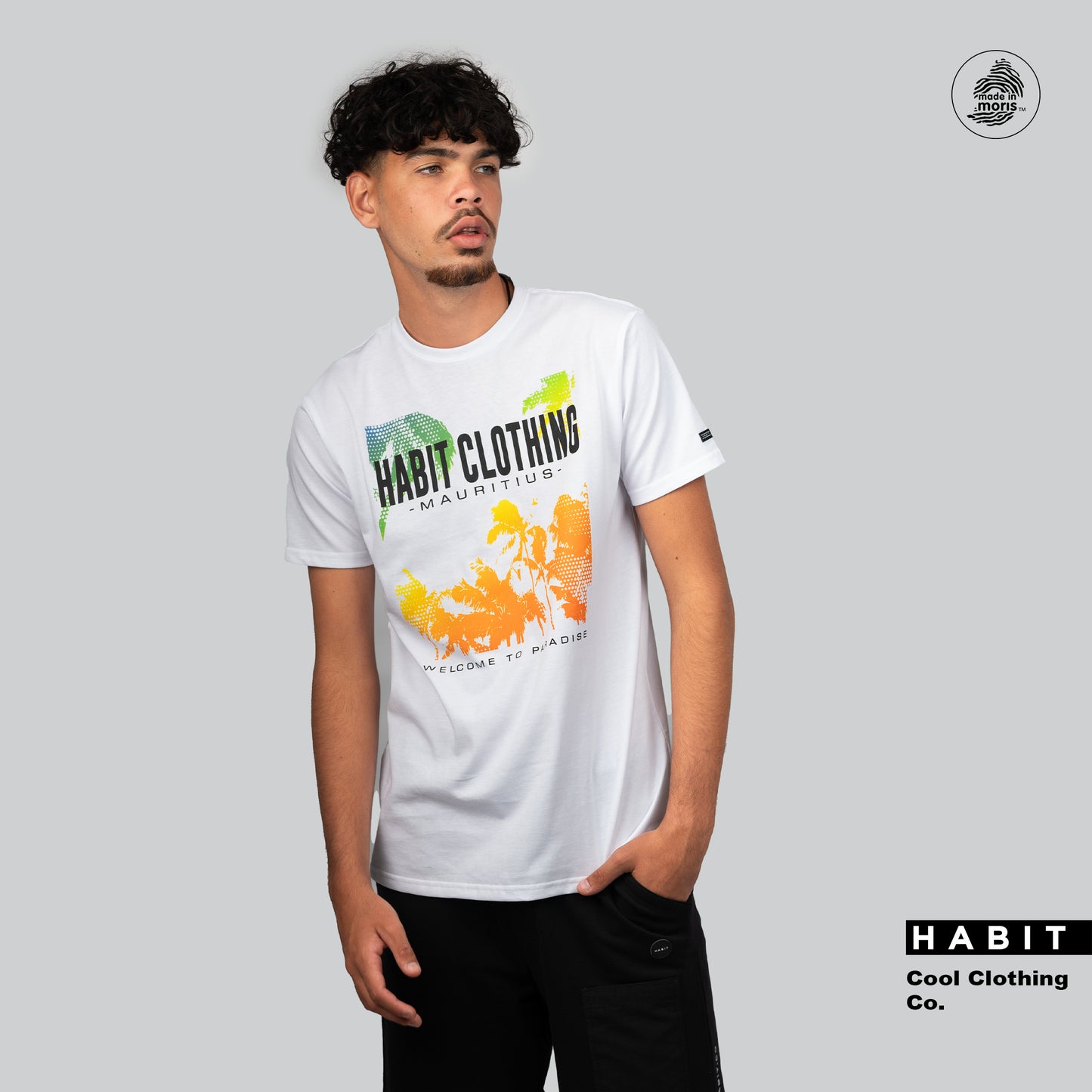 men tshirt tropical white