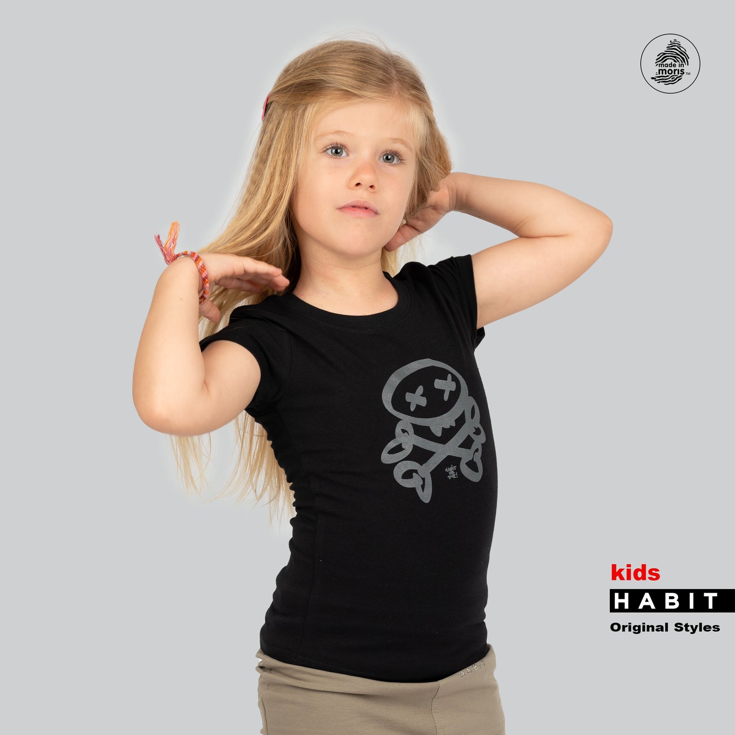 Kids girls fitted t-shirt black