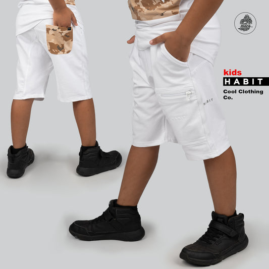 kid boy short white