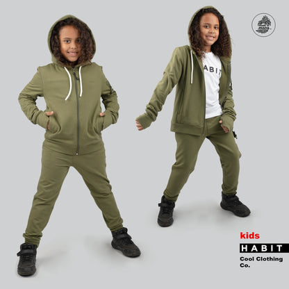 kid boy zip hoodie green