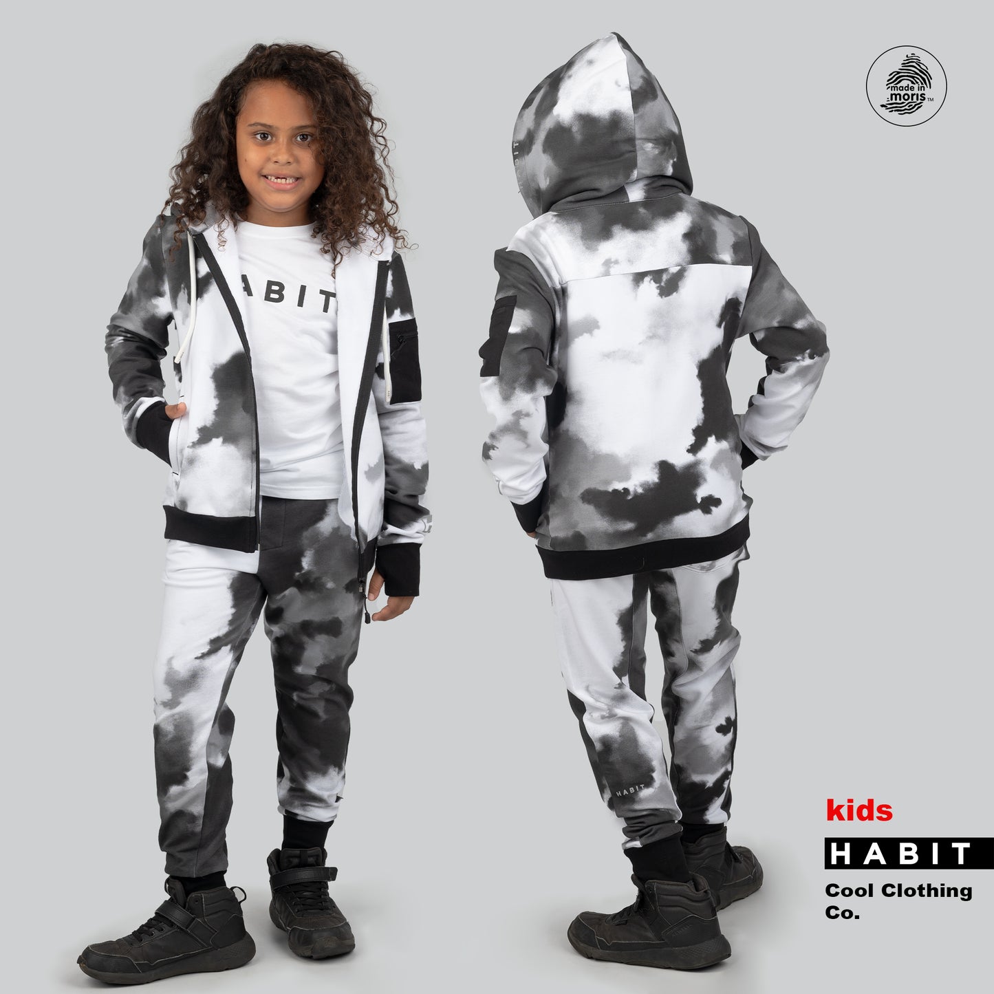 kid boy zip hoodie, jacket white cloudy