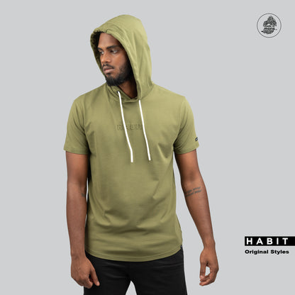 Men t-shirt capuchon green khaki