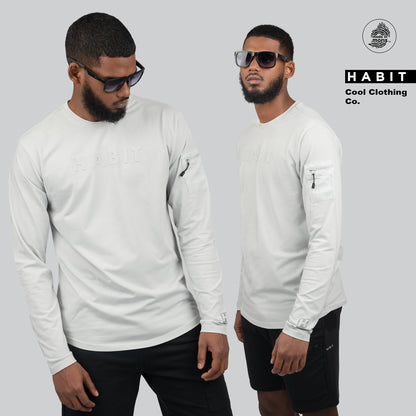 men tshirt long sleeve white grey