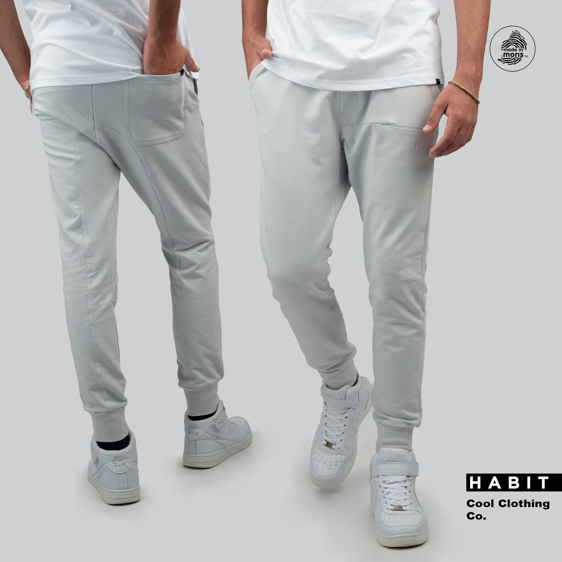 men jogging pants grey white