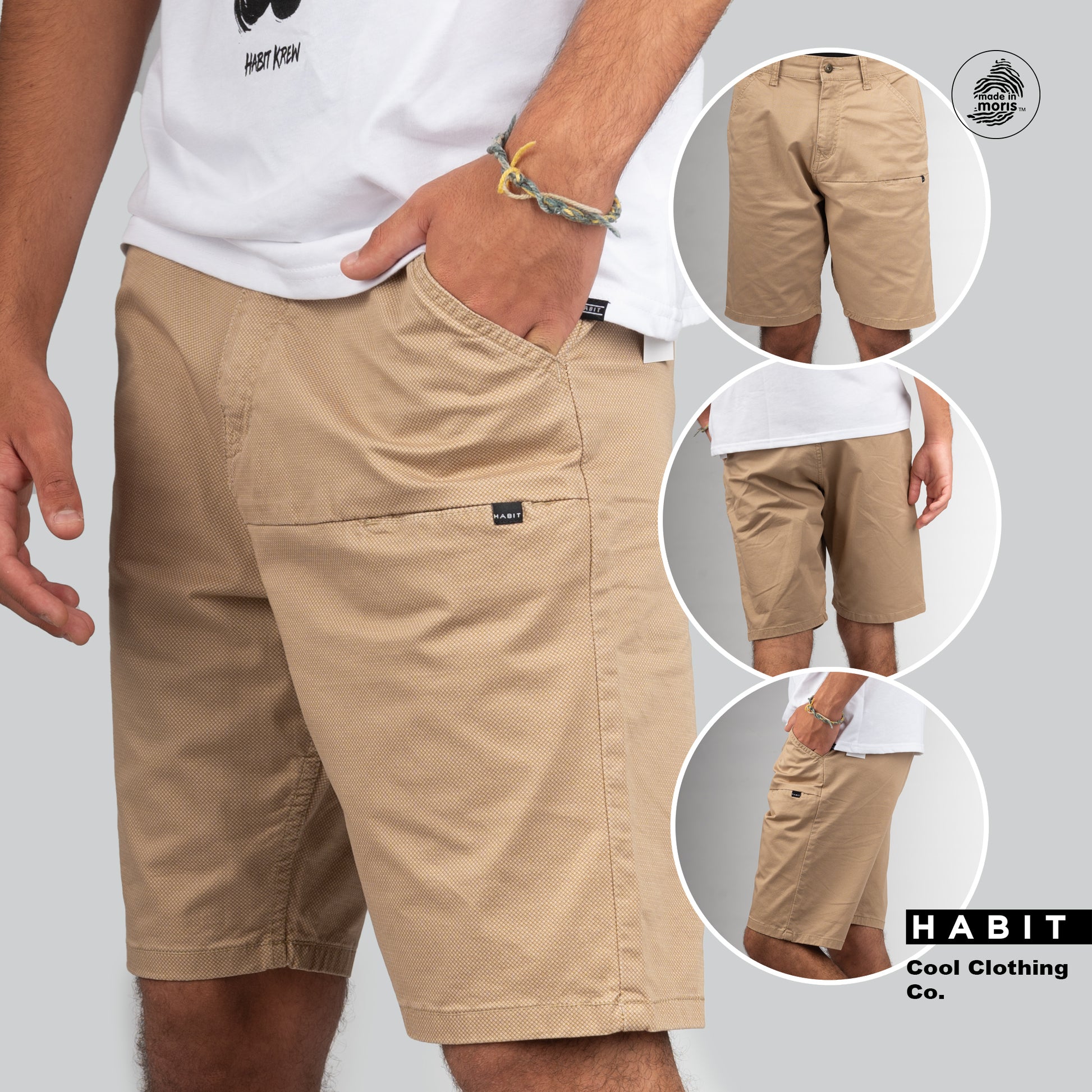 men gabardine short beige