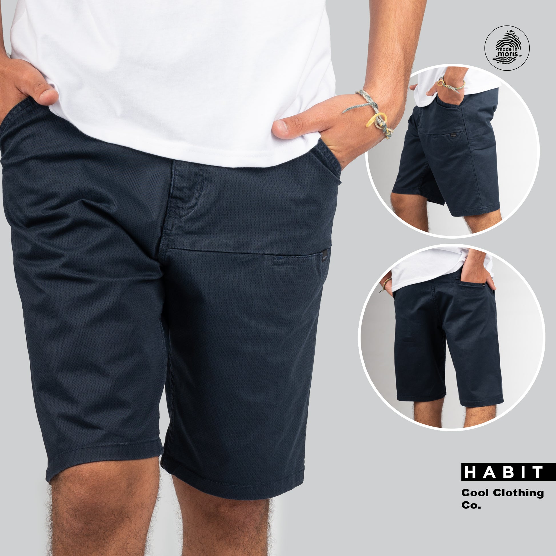 men gabardine short navy