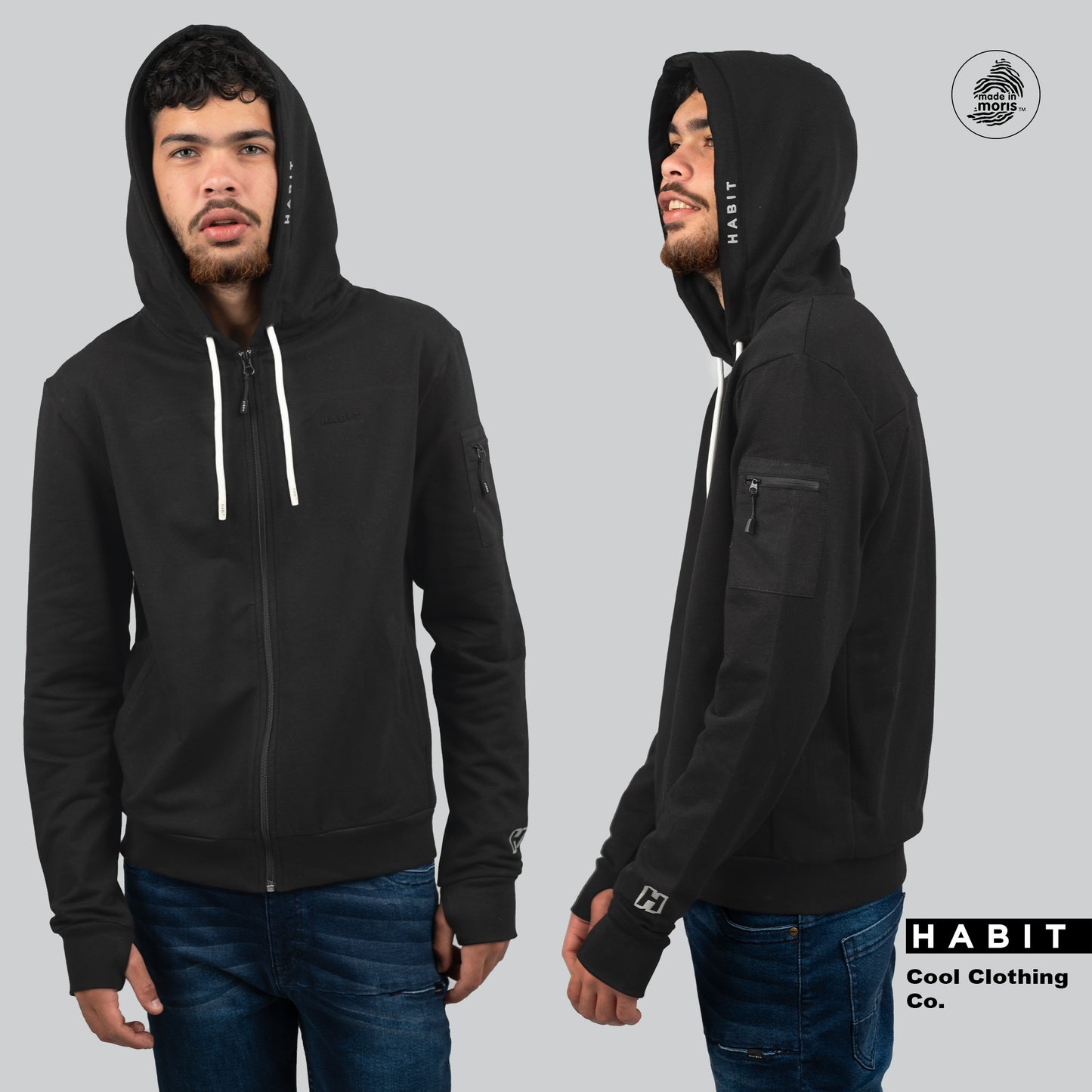 Men zip hoodie black