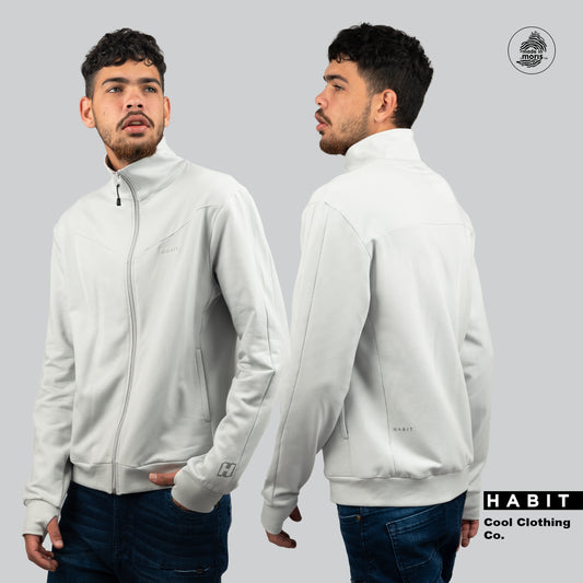 men zip hoodie, jacket white grey