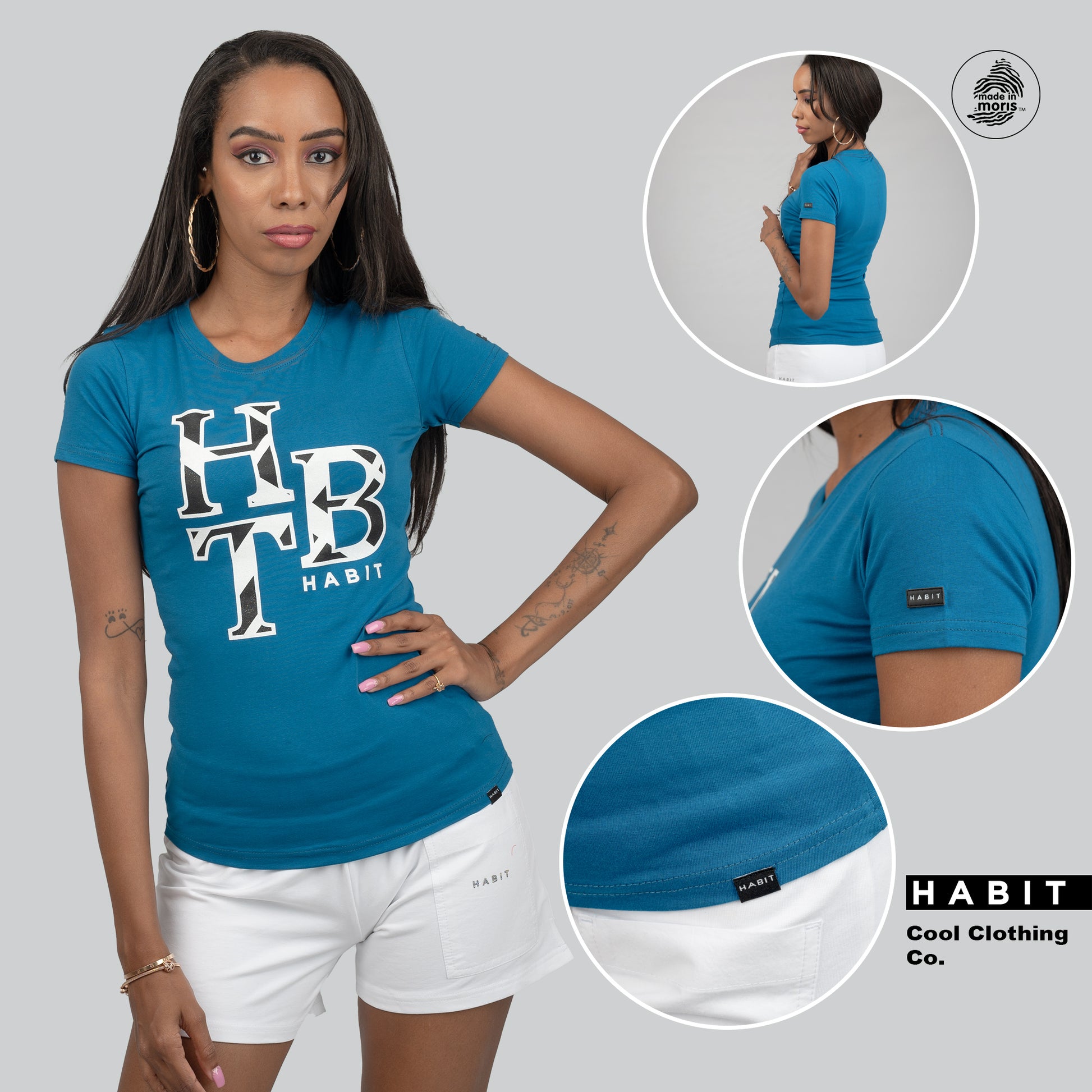 women fitted t-shirt blue
