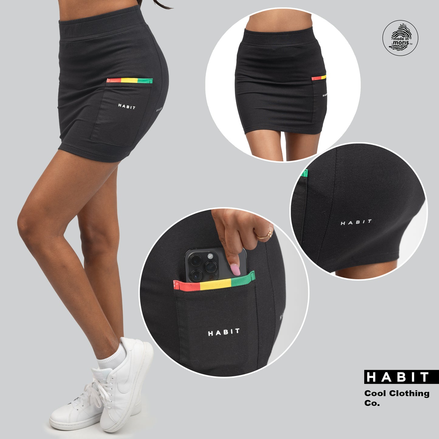 women mini skirt reggae black